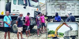 Police arrested seven suspects and seized heavy equipment, quarry materials and other other items seized by the during an operation against alleged illegal quarrying in Hacienda Bag-o, Barangay Crossing Magallon, Moises Padilla, Negros Occidental, on August 25. The operation yielded one backhoe, four dump trucks and other items with a total estimated value of P16.025 million. PNP PHOTO