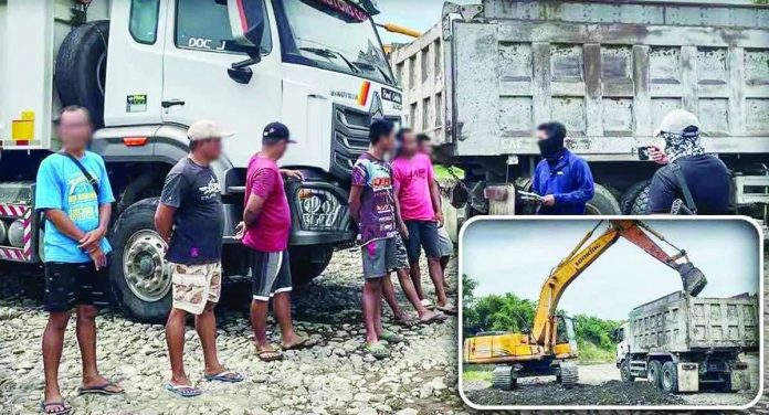 Negros_quarry_copy_compressed_resized Police arrested seven suspects and seized heavy equipment, quarry materials and other other items seized by the during an operation against alleged illegal quarrying in Hacienda Bag-o, Barangay Crossing Magallon, Moises Padilla, Negros Occidental, on August 25. The operation yielded one backhoe, four dump trucks and other items with a total estimated value of P16.025 million. PNP PHOTO