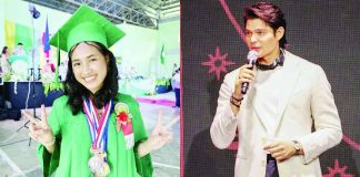 Dingdong Dantes and his scholar Janine Nielo (left). PHOTOS COURTESY OF SJHDI/FACEBOOK, DINGDONG DANTES/INSTAGRAM
