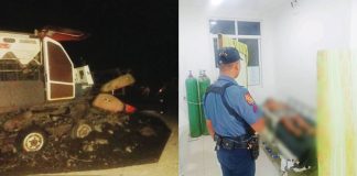 The rice harvester at the site of the fatal accident in Dueñas, Iloilo, where 19-year-old construction worker “John” was reportedly trapped between the machine’s divider on August 5. The victim was rushed to a hospital in Passi City but was declared dead on arrival by the attending physician. DUEÑAS MPS PHOTOS