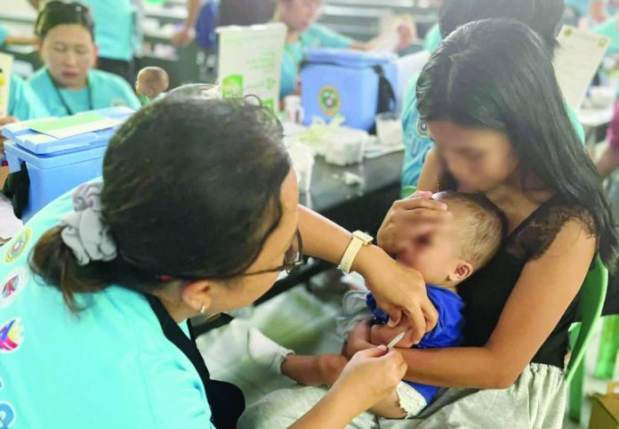 GIVE IT A SHOT. Young children receive their measles-rubella vaccines as health workers carry out the Measles-Rubella Supplemental Immunization Activity (MR-SIA) in Iloilo. The province aims to immunize 172,360 children aged six months to 59 months from August 10 to 28, with 13,194 children already vaccinated on the first day of the campaign. Parents and caregivers are urged to bring eligible children to designated vaccination sites as health authorities work to close immunity gaps against measles and rubella. PHOTO COURTESY OF DUEÑAS MUNICIPAL HEALTH OFFICE / SAN MIGUEL PRIMARY CARE FACILITY