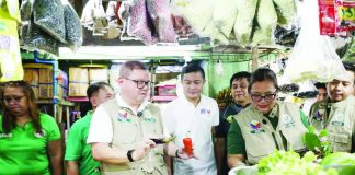 Food inflation remained steady at 5.3 percent, as lower meat prices and slower increases in vegetable prices offset sharper rice inflation.in July 2026. Photo shows officials from the Department of Trade and Industry and the Department of Agriculture conducting inspection at the New Las Piñas City Public Market on August 4, 2026. DTI PHOTO