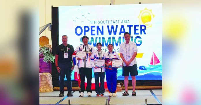 Some of the winners of the just-concluded 4th Southeast Asia Open Water Swimming Championships pose after the competition in Boracay. The successful staging of the meet has strengthened the Philippines' prospects of hosting bigger international open water swimming competitions, including Asian championships and World Cup events. PAI