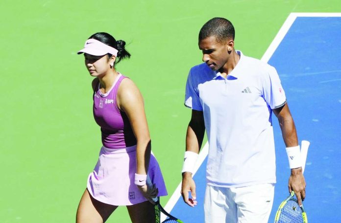 sports_Alex_US_Open_copy_compressed_resized Alexandra Eala and partner Felix Auger-Aliassime bowed to Ukraine’s Elina Svitolina and France’s Gael Monfils in the round of 16 of the US Open mixed doubles. REUTERS