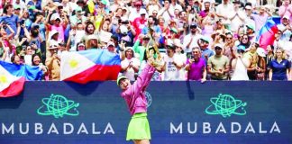 Alexandra Eala celebrates after completing a comeback victory over world No. 3 Jessica Pegula to win the Mubadala DC Open title in Washington, D.C., becoming the first Filipina in the Open Era to capture a WTA Tour singles championship. MUBADALA DC OPEN PHOTO