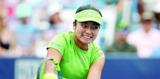 Alexandra Eala celebrates after defeating four-time Grand Slam champion Naomi Osaka in straight sets, 6-4, 6-2, to advance to her first WTA 500 final at the Mubadala DC Open in Washington, D.C. GETTY IMAGES