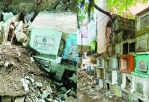 Damaged burial niches are seen at the Tanza Public Cemetery in Iloilo City. The city government has earmarked ₱5 million for the first phase of a rehabilitation project that will construct 200 new apartment-type niches, expand burial capacity, and improve cemetery facilities. The project is part of the city’s long-term effort to provide more dignified and accessible public burial services for Ilonggos. AJ PALCULLO