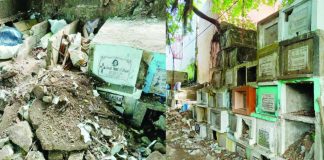 Damaged burial niches are seen at the Tanza Public Cemetery in Iloilo City. The city government has earmarked ₱5 million for the first phase of a rehabilitation project that will construct 200 new apartment-type niches, expand burial capacity, and improve cemetery facilities. The project is part of the city’s long-term effort to provide more dignified and accessible public burial services for Ilonggos. AJ PALCULLO