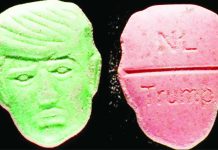 Trump-shaped ecstasy pills alarm Dutch authorities Front and back picture of an ecstasy pill in the shape of United States President Donald Trump’s head. The front is a depiction of Trump's face carved into the pill; the back features the word “NL” carved at the top of a break line under which is stamped the word “Trump”. TRIMBOS INSTITUTE