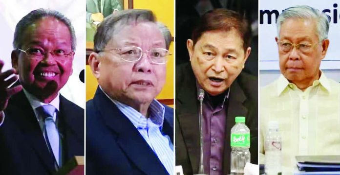 Nation_ex_CJ_copy_compressed_resized From left: Retired Supreme Court chief justices Artemio Panganiban and Reynato Puno, former Associate Justice Adolfo Azcuna, and former chief justice Hilario Davide Jr. INQUIRER FILE PHOTOS