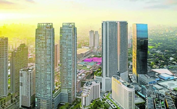 PH_global_centers_copy_compressed_resized Everest Group ranks the Philippines as the world’s second-largest global capability center delivery location. Photo shows an aerial view of high-rise commercial and residential towers in Pasig City. INQUIRER FILE PHOTO