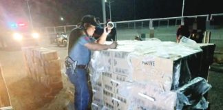 Authorities seized P1.98 million worth of suspected smuggled Native cigarettes reportedly brought from Cebu after intercepting the shipment at the San Carlos Seaport in Barangay 6, San Carlos City, Negros Occidental, on August 31. NEGOCC PPO PHOTO