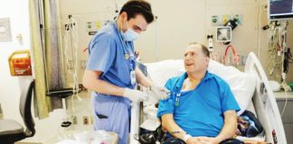 Patient Tim Andrews preparing for surgery in January 2025. KATE FLOCK/MASSACHUSETTS GENERAL HOSPITAL