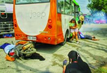 Emergency responders perform hazmat containment, vehicular extrication, and patient triage during PROJECT MedX: Western Visayas Emergency Medical Simulation Exercises in Barangay Pakiad, Oton, Iloilo on Wednesday, Sept. 9, 2026. The full-scale drill — simulating a multi-vehicle crash involving a chemical tanker — tested over 30 public and private institutions under high-pressure conditions to identify response gaps and improve coordination. ALLEN ANIMAS/PN