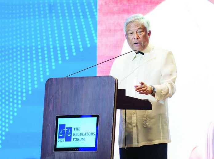 pagcor_compressed_resized Philippine Amusement and Gaming Corporation chairman and CEO Alejandro H. Tengco delivers his keynote address during The Regulators Forum at the Hilton Ballroom of Newport World Resorts in Pasay City on September 17, 2026, where he underscored the need for the country’s gaming regulatory framework to evolve alongside the industry.