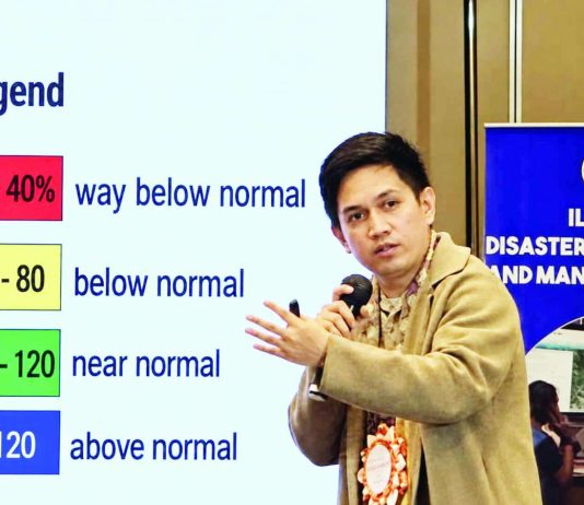 Engr. Ferdinand L. Rubin Jr., weather specialist at PAGASA-Iloilo, highlights rainfall indicators and climate risk data during a scientific forum organized by the Iloilo City Government and City Disaster Risk Reduction and Management Office to help local stakeholders prepare early interventions for hazards such as Super El Niño. MAI LADIAO/PN