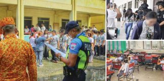 Students of Pavia National High School in Pavia, Iloilo participate in step-by-step emergency walkthroughs, assisted by the Philippine National Police, Special Weapons and Tactics, Bureau of Fire Protection, local government unit, and public health agencies, on Thursday, Sept. 3, 2026. The activity was part of the Department of Education’s National Simultaneous School Safety Drill across Western Visayas, which replaced realistic active-attack scenarios with trauma-informed exercises. ALLEN ANIMAS/PN