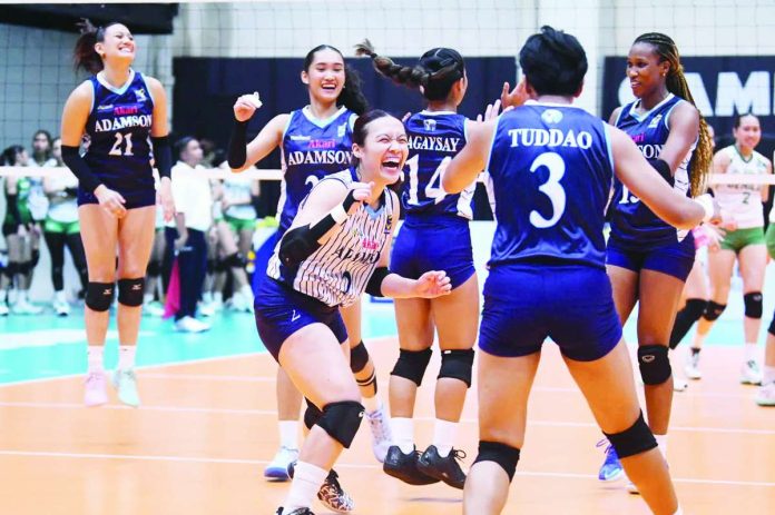 sports_Adamson_compressed_resized Adamson University Lady Falcons remain unbeaten in the 2026 V-League Collegiate Challenge after defeating College of Saint Benilde in four sets to move within one victory of a semifinal berth. V-LEAGUE