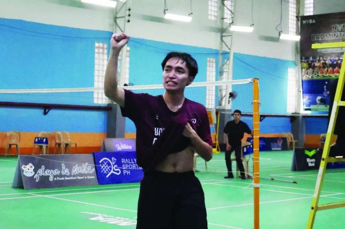 University of the Philippines Fighting Maroons standout Shan Clar pulls off a major upset over Philippine No. 4 Rabie Oba-ob to capture the men’s Open singles crown in the 2026 MIA Badminton Challenge Cup at the MIA Sports Center in Pasay City. CONTRIBUTED PHOTO
