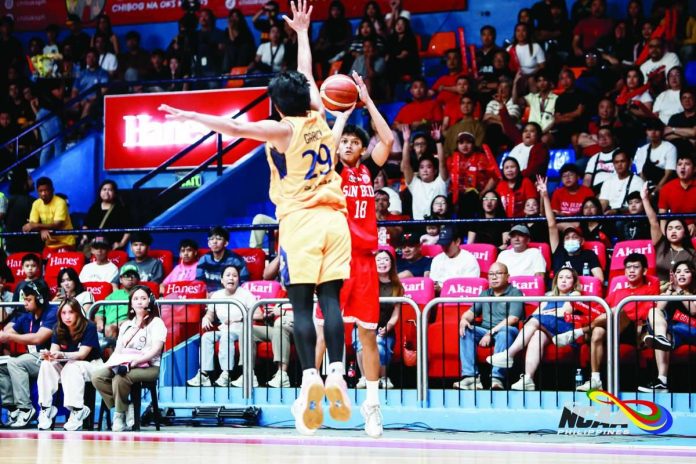 sports_Rookie_compressed_resized San Beda University Red Lions rookie Andrei Ugaddan pulls up for a three-pointer. NCAA