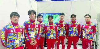 Sibol Pilipinas’ Honor of Kings squad celebrates its bronze-medal finish in the 2026 Asian Games in Japan. POC MEDIA POOL