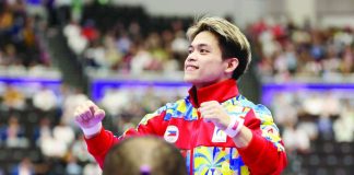 Carlos Yulo captures his second gold medal of the 2026 Asian Games after ruling the men’s vault final, completing a golden double in Nagoya, Japan. POC MEDIA POOL
