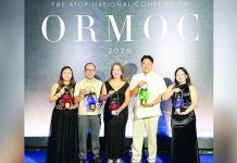 Secretary to the Mayor Atty. Jose Marty Go and Chief Tourism Operations Officer Ma. Teresa Manalili received the five national tourism awards on behalf of the Bacolod City Government during the 2026 ATOP Pearl Awards ceremony in Ormoc City on October 21. BCCO-PIO PHOTO