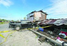 A pickup truck allegedly rammed a tricycle, struck several parked motorcycles and crashed into a roadside store along the Bacolod-Negros Occidental Economic Highway in Barangay Sum-ag, Bacolod City, at around 4:30 a.m. on October 11, leaving four people injured. MAE SINGUAY/PN