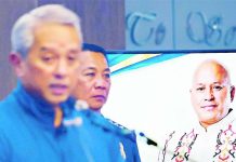 Senators seek talks to avert bloodshed in Bato arrest Interior and Local Government Secretary Jonvic Remulla and Philippine National Police chief General Jose Melencio Nartatez Jr. hold a press briefing at Camp Crame to announce a P50- million reward for the arrest of Sen. Ronald Dela Rosa, whom they consider “armed and dangerous.” MIGUEL DE GUZMAN, PHILIPPINE STAR