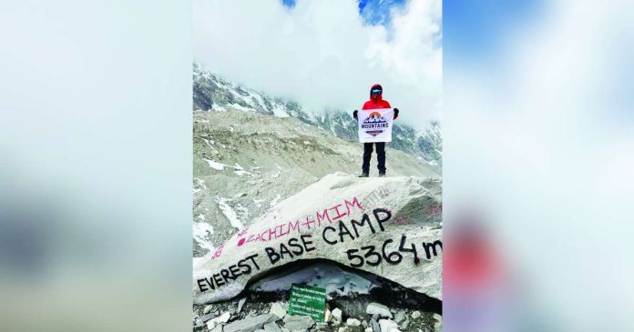 Capisnon mt everest copy_compressed_superimposed Capisnon mountaineer Ace Ar B. Dapat stands at Everest Base Camp in Nepal on October 4, 2026, after seven days of trekking through the rugged Khumbu region. Five days later, Dapat reached the 6,189-meter summit of Island Peak, marking a milestone for the 37-year-old climber from Pontevedra, Capiz. PHOTO COURTESY OF ACE AR B. DAPAT FB
