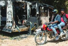 More than 5K people killed or injured in Haiti gang violence Two men on a motorbike, both wearing t-shirts and jeans, ride past a burned out motor home parked on a rural road in Haiti. The United Nations say hundreds of casualties were caught in the crossfire during security operations clamping down on gang violence. EPA