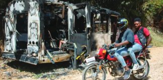 More than 5K people killed or injured in Haiti gang violence Two men on a motorbike, both wearing t-shirts and jeans, ride past a burned out motor home parked on a rural road in Haiti. The United Nations say hundreds of casualties were caught in the crossfire during security operations clamping down on gang violence. EPA
