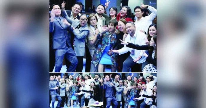 Nation Senate antics.JPG_superimposed House and private prosecutors strike playful poses inside the Senate Session Hall during a break in the impeachment trial of Vice President Sara Duterte-Carpio.