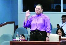 Metrobank Anti-Money Laundering Division Head Atty. Niña Aguilar takes her oath as witness in the impeachment trial of Vice President Sara Duterte-Carpio. “For suspicious transaction reporting based on negative media, we generally file a suspicious transaction report if we have identified our customer as the subject of negative media and conduct further review on the transactions,” Aguilar says.