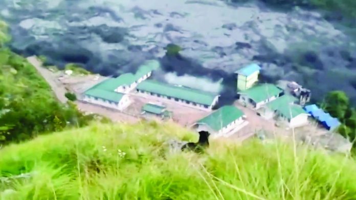 Flashfloods devastate this building complex in Nepal. BBC