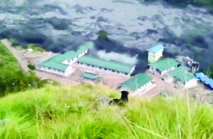 Flashfloods devastate this building complex in Nepal. BBC