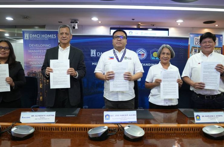 PREMIUM CONDOMINIUM LIVING WITHIN REACH AS PAG-IBIG FUND PARTNERS WITH DMCI HOMES. Pag-IBIG Fund and DMCI Homes formalized their partnership on October 16, 2026, in Makati City, paving the way for more Filipino workers and their families to own quality condominium homes through affordable Pag-IBIG Housing Loan financing. Under the partnership, up to 3,990 condominium units are expected to become available for Pag-IBIG financing once the necessary project accreditations are completed, in support of President Ferdinand R. Marcos Jr.’s Expanded 4PH Program. In photo (from left): DMCI Homes Chief Finance Officer Evangeline Hernandez-Atchioco; DMCI Homes President Alfredo R. Austria; Department of Human Settlements and Urban Development (DHSUD) Secretary and Pag-IBIG Fund Board Chairman Jose Ramon P. Aliling; Pag-IBIG Fund Chief Executive Officer Marilene C. Acosta; and Pag-IBIG Fund Senior Vice President Fermin Star Teresa.