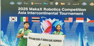 THE PROMISE OF ISLAND TALENT: How Semirara’s schools cultivate students who can compete on the world stage Mark Jacob O. Antonio and Gwen Astrid C. Lozada were among the Philippine student delegates to the 2026 MakeX Robotics Competition – Asia Intercontinental Tournament in Bangkok, Thailand. PHOTO COURTESY OF DIVINE WORD SCHOOL OF SEMIRARA ISLAND, INC.