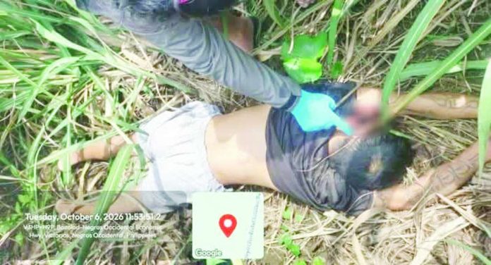 Victorias_man_copy_compressed_resized The body of the unidentified man who was found dead inside a sugarcane plantation in Hacienda Angelina 1, Barangay 12, Victorias City, Negros Occidental, on October 6.