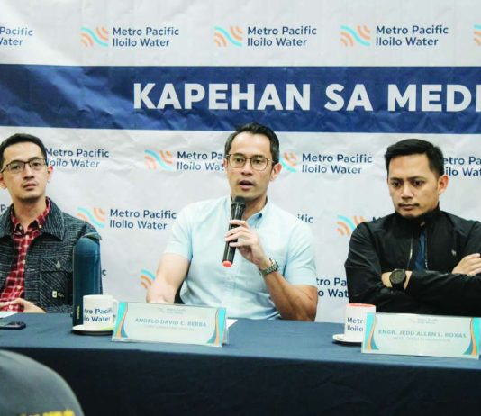 BRACING FOR EL NIÑO: MPIW readies 25 MLD in supply measures for Metro Iloilo PLANNING AHEAD. Metro Pacific Iloilo Water officials (from left), Engineering Division head Engr. Bryan Rubiano, Chief Operating Officer Angelo David Berba, and Operations Division head Engr. Jedd Allen Roxas, discuss the company’s preparations for El Niño, including additional water supply measures, Non-Revenue Water reduction projects, and infrastructure investments, during a press conference.