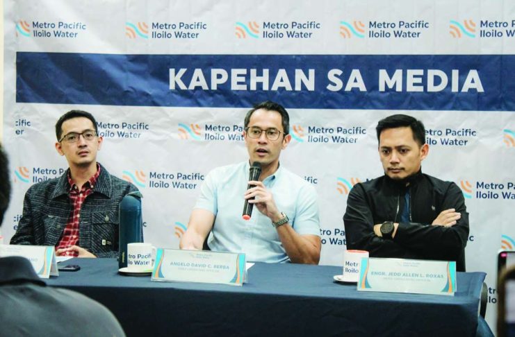 BRACING FOR EL NIÑO: MPIW readies 25 MLD in supply measures for Metro Iloilo PLANNING AHEAD. Metro Pacific Iloilo Water officials (from left), Engineering Division head Engr. Bryan Rubiano, Chief Operating Officer Angelo David Berba, and Operations Division head Engr. Jedd Allen Roxas, discuss the company’s preparations for El Niño, including additional water supply measures, Non-Revenue Water reduction projects, and infrastructure investments, during a press conference.