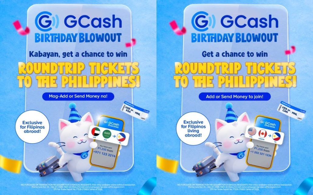 GCash Overseas is also making everyday transactions even more rewarding! Three lucky winners will each receive round-trip flight tickets for two.