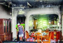The aftermath of a fire that struck an unoccupied house along Rainbow Street in Barangay Lopez Jaena Sur, La Paz, Iloilo City on Monday, Oct. 12, 2026. Responding firefighters quickly contained the blaze, preventing it from spreading to adjacent homes. ALLEN ANIMAS/PN