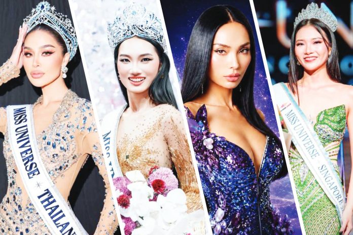 miss universe (From left) Miss Thailand, Miss Vietnam, Miss Malaysia, and Miss Singapore