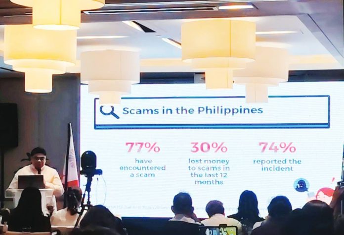 neljoy human deception Seventy-seven percent of Filipinos had encountered cyber scams, while 30 percent lost money to digital fraud in the past 12 months, says Alvin A. Tolosa, deputy director of the Bangko Sentral ng Pilipinas’ Consumer Protection and Market Conduct Office during a public awareness campaign in Iloilo City. ALLEN ANIMAS/PN