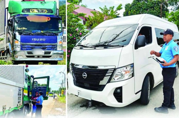 neljoy_LTO_colorum_compressed_resized Land Transportation Office – Region 6 personnel inspect a passenger van and cargo trucks suspected of operating without proper transport authorization as authorities intensify their campaign against illegal transport services ahead of the Halloween travel rush. More than 200 colorum vehicles have been apprehended across Western Visayas since January, with enforcement operations further intensified to protect commuters and ensure road safety during the holiday observance.