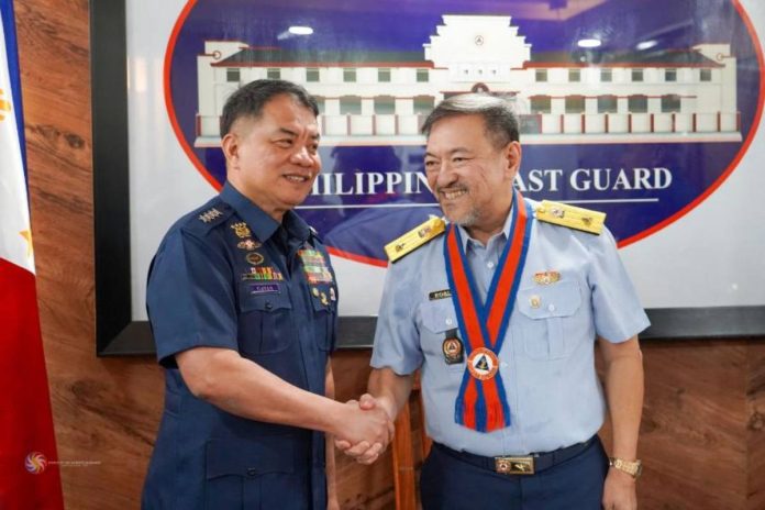 pcso Philippine Coast Guard Admiral Ronnie Gil L. Gavan joins PCSO General Manager Melquiades “Mel” A. Robles after receiving the Philippine Coast Guard Auxiliary Merit Medal and Ribbon at PCG headquarters in Manila on September 24, 2026. The award recognizes Robles’s volunteerism, commitment to public service, and support for Coast Guard personnel.
