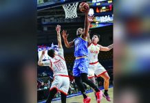 Road Warriors erupts for 82 second-half points, crushes Giant Risers NLEX Road Warriors import Deonte Burton attacks the basket against Titan Ultra Giant Risers defender Von Pessumal during their PBA Season 50 Governors’ Cup encounter at the Ninoy Aquino Stadium. PBA