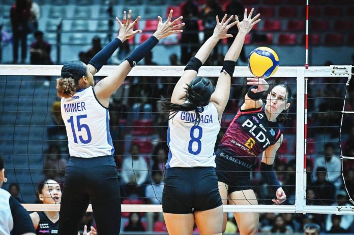 sports PLDT copy PLDT High Speed Hitters’ Savannah Davison scores against the defense of ZUS Coffee Thunderbelles during their 2026 PVL All-Filipino Conference encounter in Santiago, Isabela. PVL