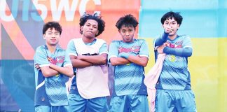 Members of the Philippine Under-15 men’s national football team celebrate their emphatic 5-2 victory over Aruba in the 2026 FIFA U15 World Cup and Festival in Baku, Azerbaijan. PFF